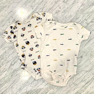 (2) Boys Onesies - (1) Puppy Onesie for 18 Months & (1) Car Onesie for 24 Months